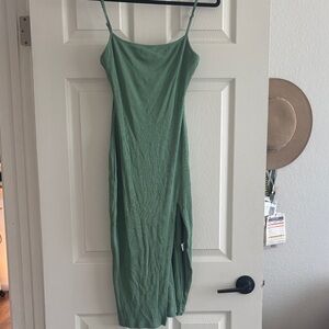 superdown Sage Green Slip Midi Dress with Side Slit